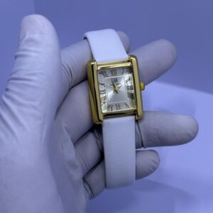 Roman Dial Watch – White Strap with Gold Case