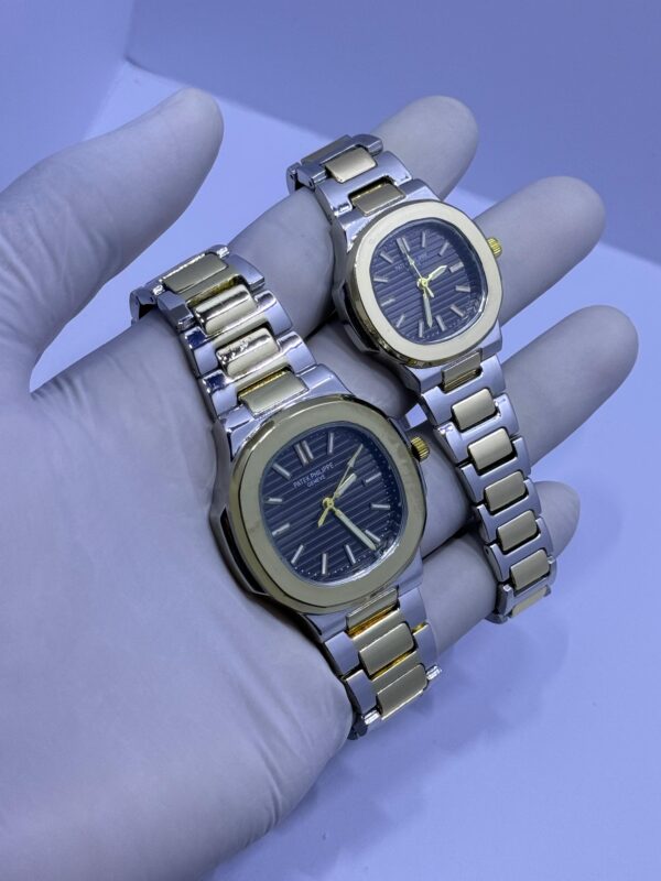 Stainless Steel Couple Watches Set - 2 Pcs