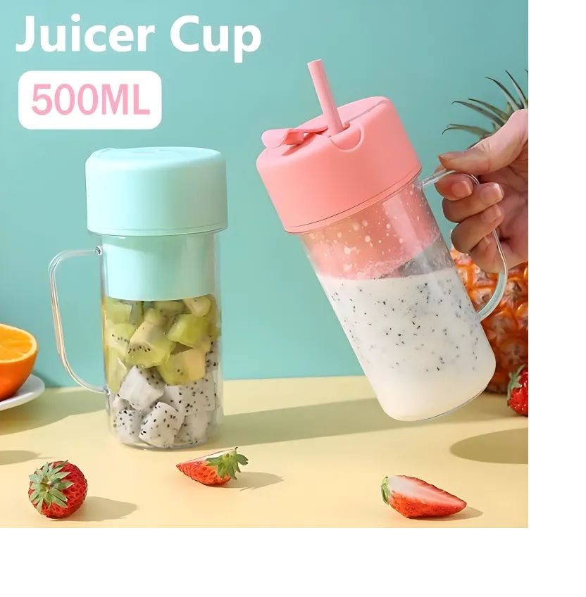 500ml Portable Juicer With Straw USB Electric Stainless Steel Fruit Juicer